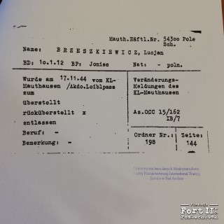 Dokumentacja KL Mauthausen więźnia Lucjana Brzeskiewicza vel Brzeszkiewicza
