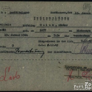 Dokumentacja KL Mauthausen - Akt zgonu