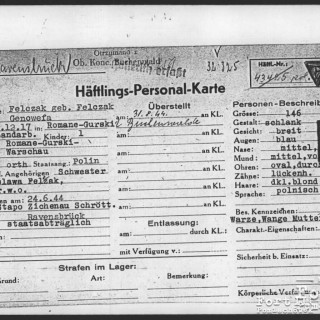 Karta osobowa KL Ravensbrück
