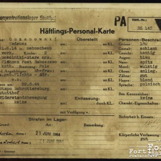 Dokumentacja KL Stutthof-karta osobowa