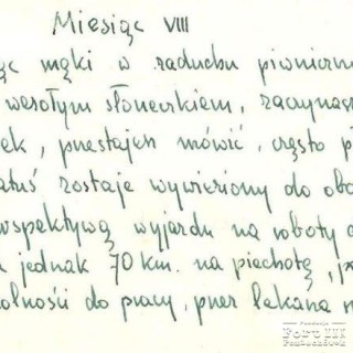 Fragment pamiętnika Jadwigi Górczyny, żony więźnia Fortu III - Władysława Górki