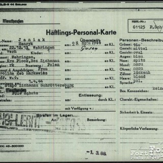 Dokumentacja KL Mauthausen - karta personalna