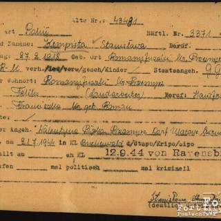 Dokument potwierdzający przewiezienie z KL Ravensbrück do KL Buchenwald