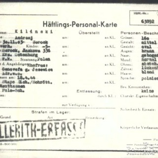 Karta personalna z KL Mauthausen
