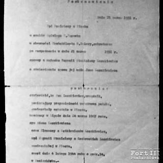 Postanowienie Sądu Powiatowego w Płocku, stwierdzające zgon Jana Laszkiewicza, 1951 rok