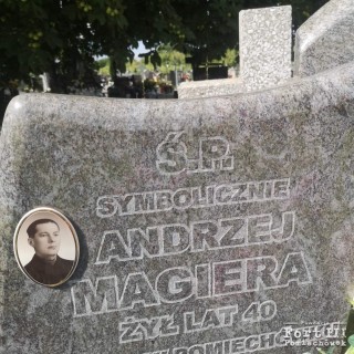 Grób symboliczny Andrzeja Magiery na cmentarzu w Kazuniu