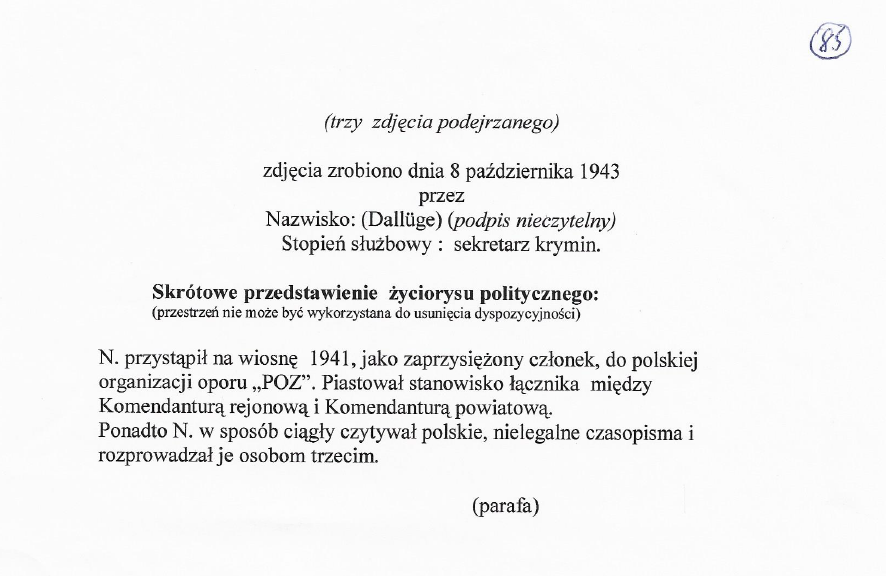 Tłumaczenie fragmentu kwestionariusza przesłuchiwanego Władysława Nyki