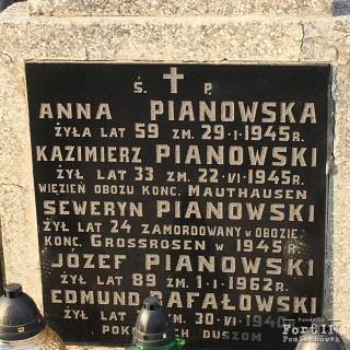 Tablica nagrobkowa Kazimierza Pianowskiego na Cmentarzu parafialnym w Nasielsku, nr kwatery G-08-09