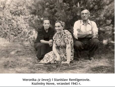 Weronika (z lewej) i Stanisław Remligerowie, Koźminy Nowe, wrzesień 1943 r.