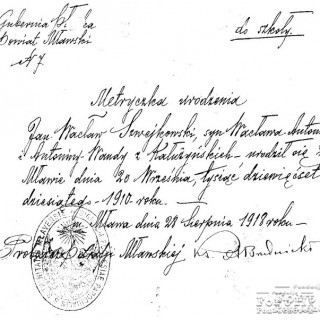 Metryka urodzenia z 28.08.1918 r.