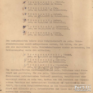 Fragment Listy osób skazanych przez Sąd Doraźny Rejencji Ciechanów i Okręgu Suwałki w dn. 20.05.1944 na karę śmierci