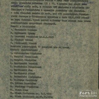 Pierwsza strona listy 187 członków PPR i GL aresztowanych i osadzonych w więzieniu policyjnym w Pomiechówku, w tym 172 więźniów skazanych na karę śmierci
