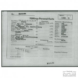 Karta personalna więźnia KL Mauthausen-Gusen nr 63882