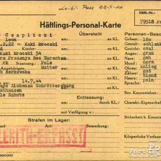 Dokumentacja KL Mauthausen - karta osobowa więźnia