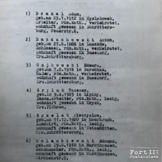 Lista przekazanych gestapo, załącznik I do wyroku z dnia 13.12.1943 r.