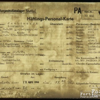 Dokumentacja KL Stutthof - karta personalna