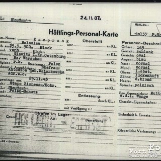 Dokumentacja KL Mauthausen-karta personalna
