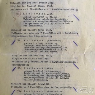 Zdjęcie (fragment listy aresztowanych) - z dokumentacji Gestapo