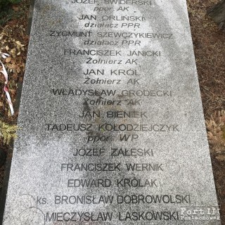 Zdjęcie tablicy nagrobkowej z kwatery wojennej na cmentarzu w Pomiechowie.