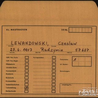 Okładka (koperta) akt z KL Mauthausen