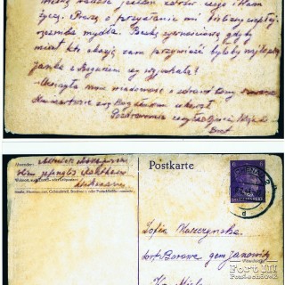 Kartka wysłana z Fortu przez Zacheusza Moszczyńskiego