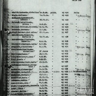 Fragment listy transportowej do KL Ravensbrück