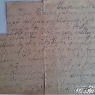 List Mieczysława Olenderek z więzienia na ul. Daniłowiczowskiej 7 w W-wie, w drodze z Fortu do KL Mauthausen (str. 2)