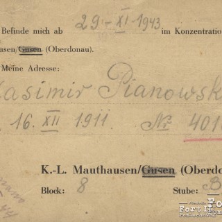 Karta informacyjna Kazimierza Pianowskiego z KL Mauthausen
