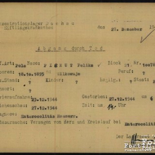 Dokumentacja KL Dachau - akt zgonu