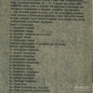 Pierwsza strona listy 187 członków PPR i GL aresztowanych i osadzonych w więzieniu policyjnym w Pomiechówku.