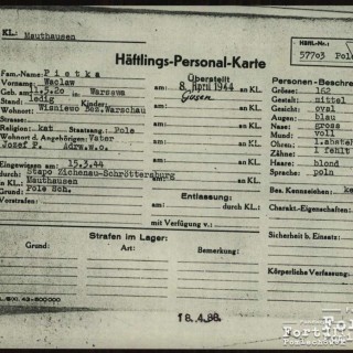 Karta personalna z KL Mauthausen