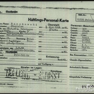 Karta osobowa z KL Mauthausen