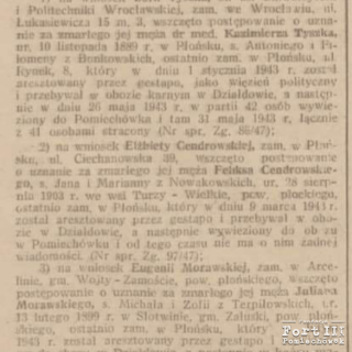 Fragment Obwieszczenia Publicznego z 12.02.1948 r.