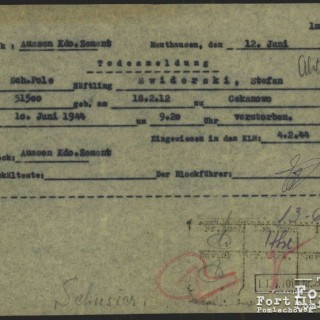 Dokumentacja KL Mauthausen - akt zgonu